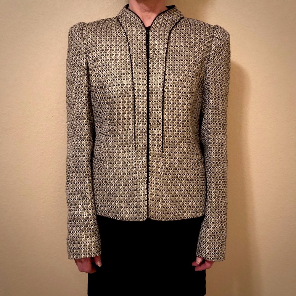 Ellie Tahari Metalic Gold & Black Jacket Blazer